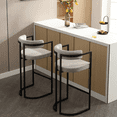 thumbnail image 2 of Guyou Fabio 30" Upholstered Bar Height Bar Stools with Metal Frame, Grey/Fur(Set of 4), 2 of 12
