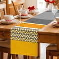 thumbnail image 5 of Yellow Grey Stripes Table Runner 70 Inches, Abstract Lines Geometric Modern Art Bed Runner Dresser Scarves Tabletop for Indoor Outdoor Parties/Ceremony/Banquet, 13" x 70", 5 of 9