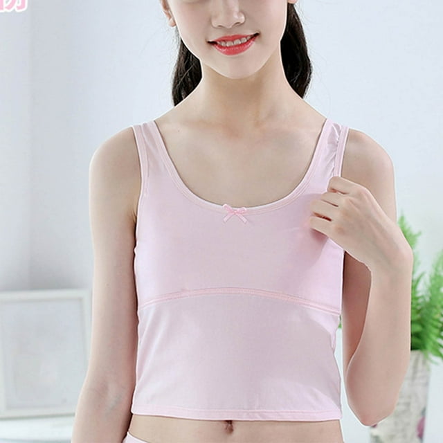 Girls' Strapless Mid Length Bra Camisole Double-layer Protrusion Point Underwear for Everyday Wear