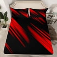 thumbnail image 2 of Homewish Waves Stripes Twin Sheet Sets,Modern Asbtarct Geometric Twin Fitted Sheet,Red Black Flat Sheet For Girl Boys,Ultra Soft Home Decor,3-Piece, 2 of 7
