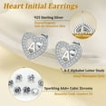 thumbnail image 5 of Suplight 925 Sterling Silver Heart Initial Earrings CZ Letter Stud Earrings for Women Jewelry Gift, 5 of 9