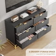 thumbnail image 7 of EastVita 47.2 inch Wide Modern 6 Drawer Dresser Wide Chest with Gold Metal Legs and Handles Wood Storage Organizer for Bedroom Living Room Hallway Black, 7 of 7