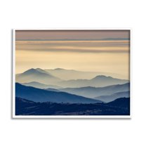 Stupell Industries Layered Foggy Mountain Range Warm Sunlit Rays Photograph White Framed Art Print Wall Art, Design by Jeff Poe