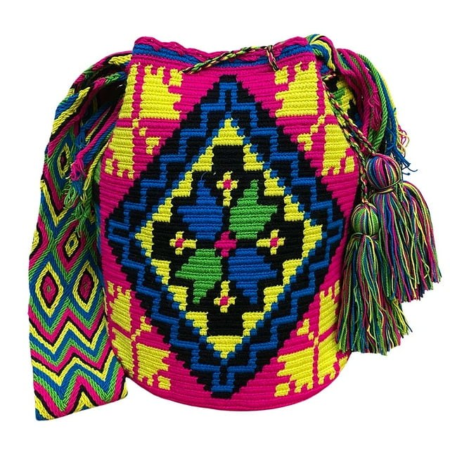 Colombian Handbags, Mochila Wayuu, 100% Colombian Cotton Handmade Bucket Bag