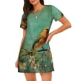 thumbnail image 1 of Disketp Retro Birds para Camisón Corto de Manga Corta para Mujeres, Camisón Cómodo con Escote Redondo, Bonito y Confortable, 1 of 6