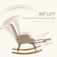 thumbnail image 6 of Furniliving Rocking Chair, Upholstered Nursery Rocking Chair with Footrest, High Backrest, Thick Cushion Glider Rocker Accent Chair, Comfy Armchair for Living Room, Bedroom, Nursery, White, 6 of 11