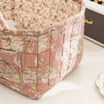 thumbnail image 6 of Boho Fabric Storage Basket with Handles, Large Capacity Foldable Floral Organizer for Clothes and Sundries, Quilted Puffer Tote Bag for Home, Picnic, Shopping, Travel, 6 of 7