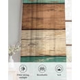 thumbnail image 6 of Farmhouse Teal Brown Sheer Curtains 54 Inch Length 2 Panels Set for Living Room/Bedroom, Vintage Wooden Striped Kitchen Curtains Grommet Semi-Sheer Curtains Drapes Voile Window Treatments 42"x54"x2, 6 of 7