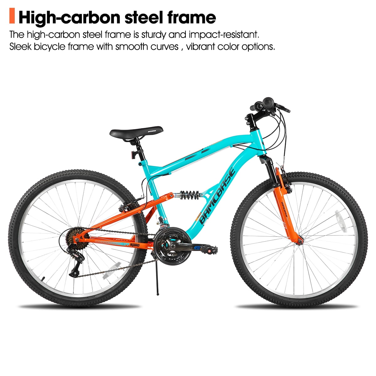 Hiland Full Suspension Mens Mountain Bike, 18-Speed, 26 Inch Wheel, V-Brakes Bike for Men Womens Adult Bicycle