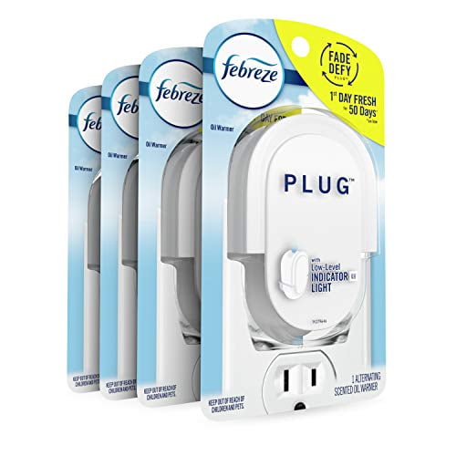 Febreze Plug In Air Freshener Fade Defy Plugs, Scented Oil Warmer, 4