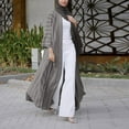 thumbnail image 2 of Fashion Kimono Abaya Cardi Robe Striped Ethnic Cardigan Middle Kaftan With Pockets, 2 of 4
