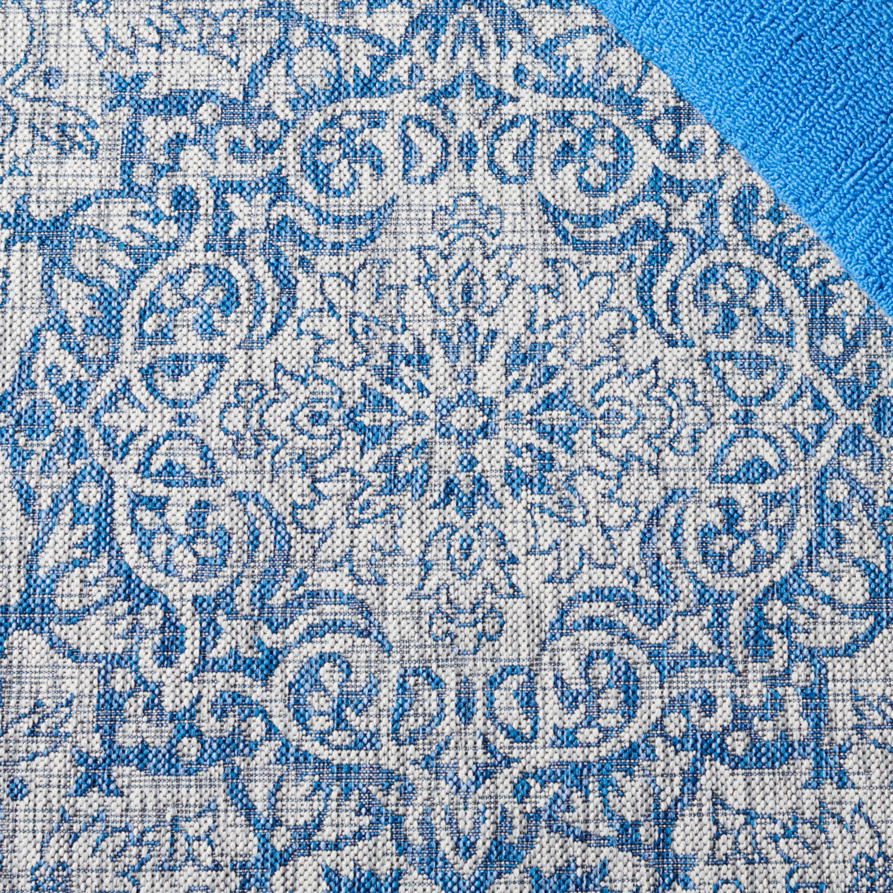 SAFAVIEH Courtyard Desi Medallion Indoor/Outdoor Area Rug, Grey/Navy, 5'3" x 7'7"