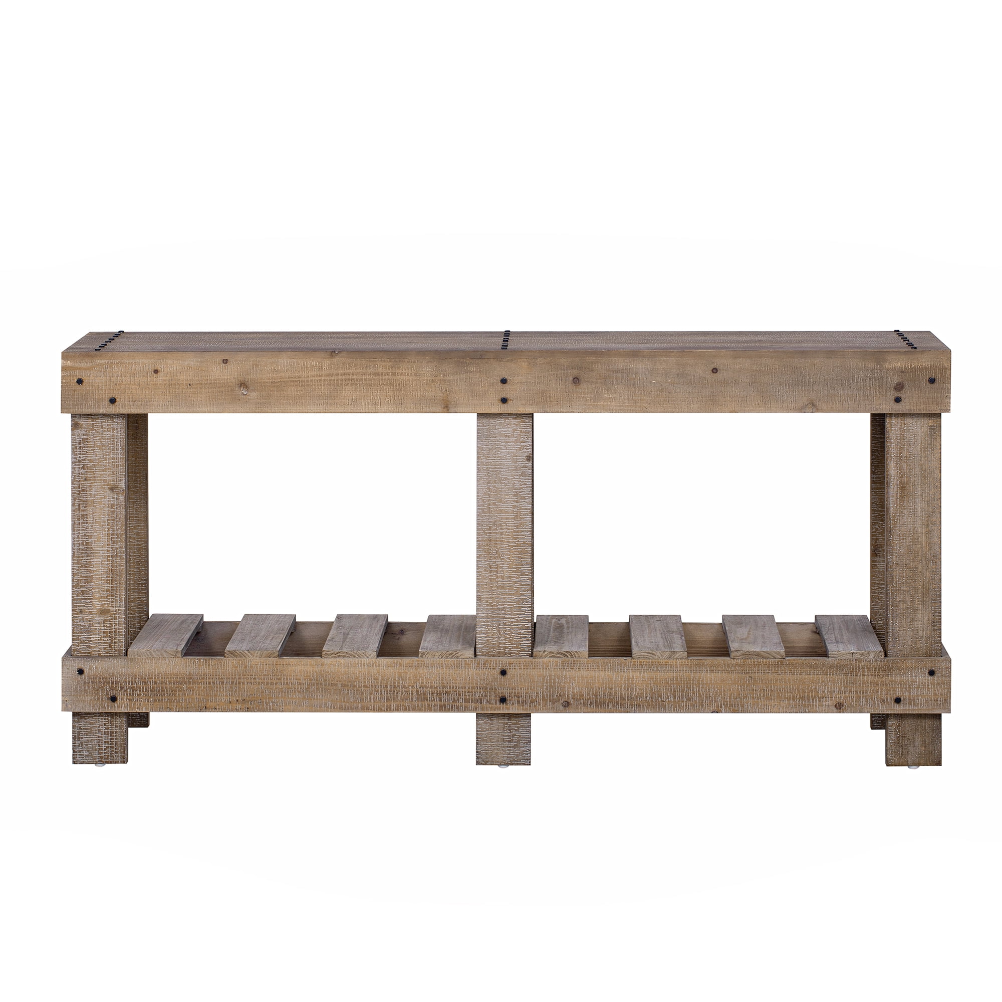 Euroco 63" Long Console Table, Wood Entryway Table with Plank Under-Shelf and 6 Reinforced Legs, Sofa Table for Hallway Living Room,Natural