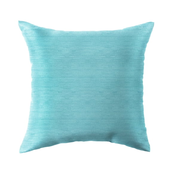 XIBUFE 16 in X 16 in Solid Aqua Texture Outdoor Pillow, Aqua Blue - Blue Outdoor Pillows