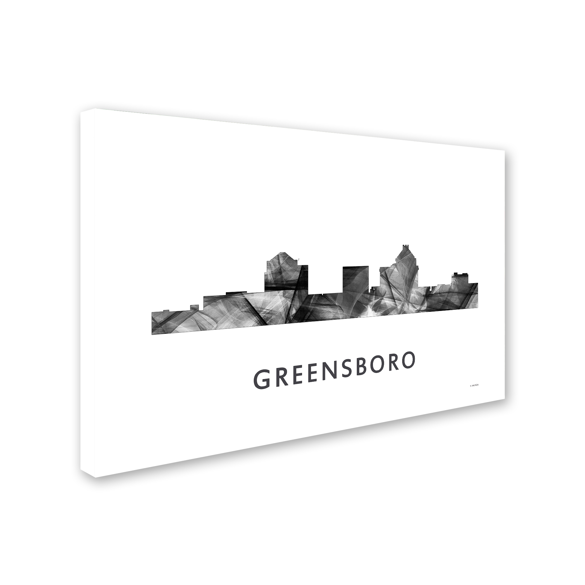 Trademark Fine Art 'Greensboro NC Skyline WB-BW' Canvas Art by Marlene Watson