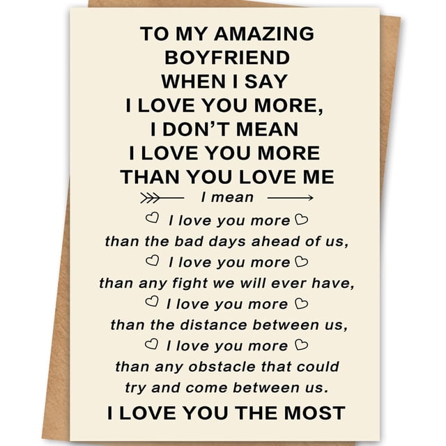 Tarjeta de San Valentín Bestmelo «I Love You More» para novio