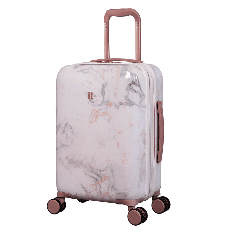 it luggage Sheen 22 Hardside Carry on 8 Wheel Expandable Spinner Luggage Marmo Rose Walmart