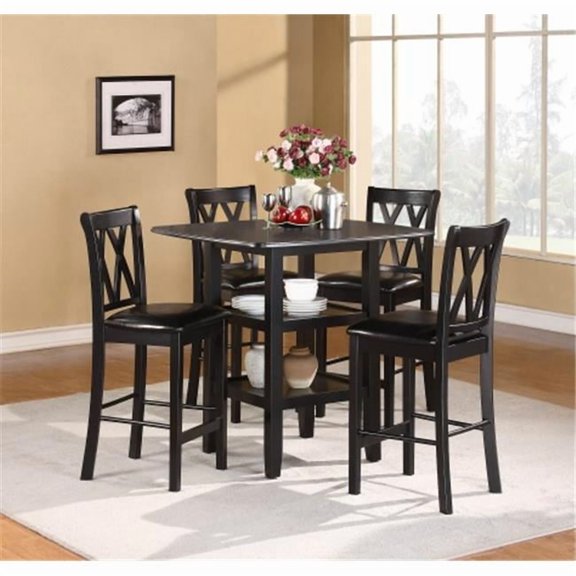 Norman 5Pc Dining Set - Table-4 Chairs - in Black