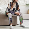 thumbnail image 7 of Yiaed Colorful Flower Dog Print Men’s Pajamas Set - Long Sleeve Button Down Sleep Shirt and Pajama Bottoms Sleepwear Set Mens Pjs Sets Men's Pajama Bottoms-Small, 7 of 7
