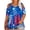 B-Blue, variant on Plus Size Women American Flag Shirt 4th of July Patriotic V Neck T Shirts American Flag Sunflower Graphic Tee Tops,2X