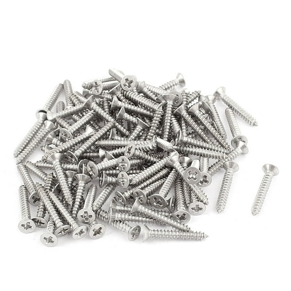 Uxcell M3x20mm Flat Head Stainless Steel Self Tapping Screws Fastener (100-pack)