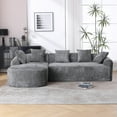 thumbnail image 2 of 3 Seater Boucle Sofa for Living Room, Oversized Comfy L-Shape Sofa Couch with 5 Pillows, Back and Armrest, Home Furniture Sleeper Sectional Sofa for Apartment, 2 Seater+1 Chaise, Gray, 2 of 9
