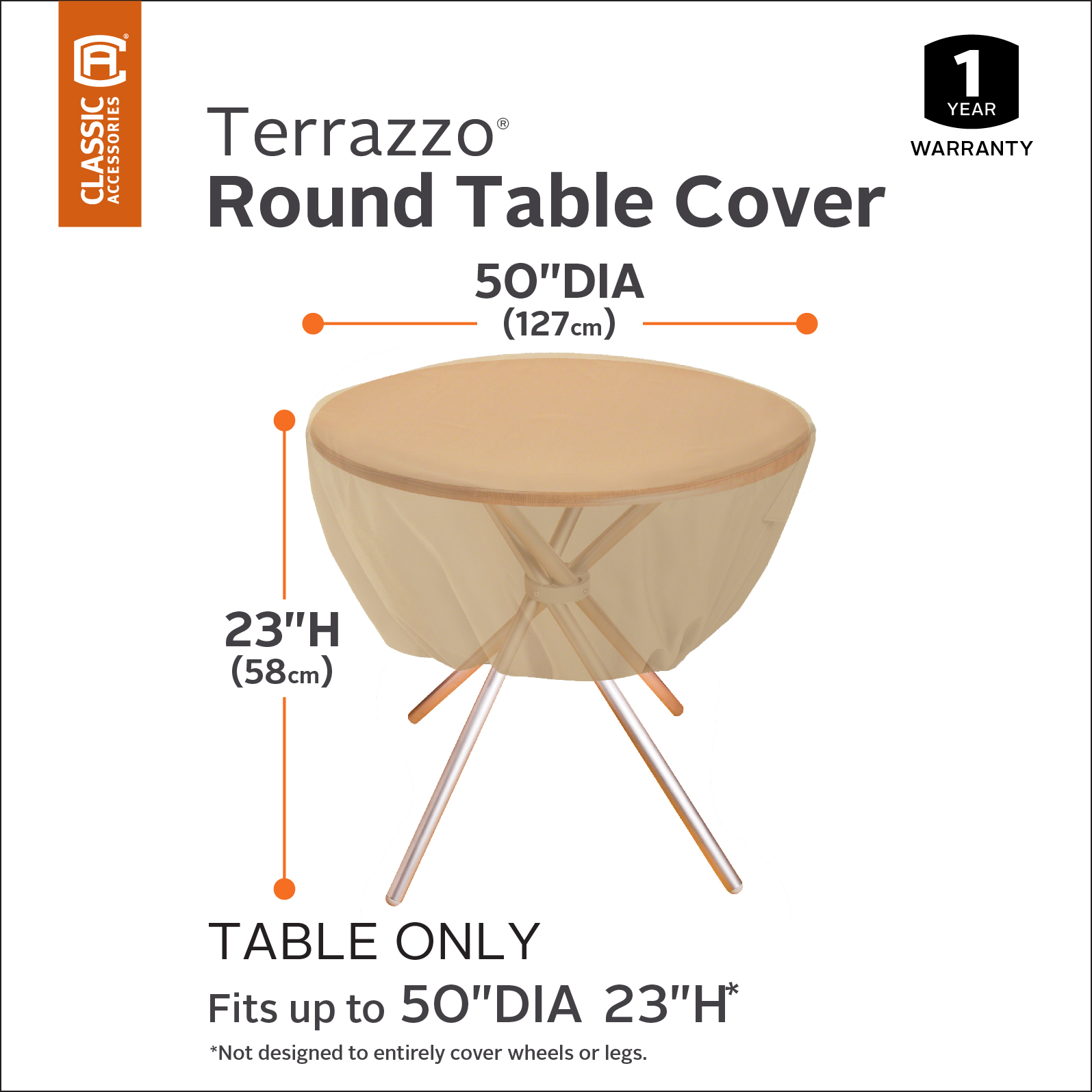 Classic Accessories Terrazzo Water-Resistant 50 Inch Round Patio Table Cover - image 2 of 8