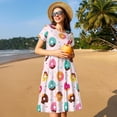 thumbnail image 4 of Vsdgher Beignet pour Femmes Été 2025 Robes Midi Décontractées Légères Manches Courtes Col Rond Robe de Plage, 4 of 6