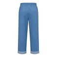 thumbnail image 4 of Cropped Beach Pants for Women 2026 Spring Summer Relaxed Fit Elastic Waist Straight Leg Lightweight Linen Pants with Pockets, 4 of 5