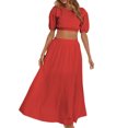 thumbnail image 4 of Vedolay Girls Dresses Women's Embroidery Pearl Button Down Dress V Neck Spaghetti Strap Maxi Dress,Orange XS, 4 of 5