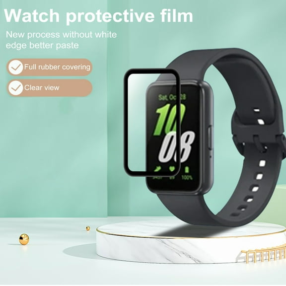 Pebbuoy 2Pcs Watch Protective Film for Galaxy FIT 3 Clear Full Coverage Screen Protector Anti-Scratch TPU Soft Guard Explosion-Proof 3D Curved Sensitive Touch Accessories