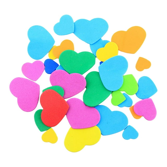 Pegatinas de espuma de colores surtidos para hacer álbumes de recortes y tarjetas de felicitación para niños pequeños 34 piezas corazones