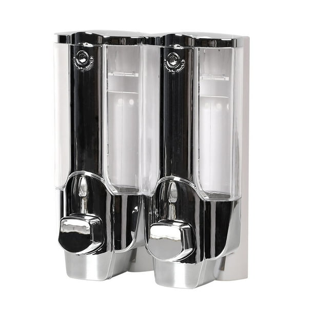 2 Chamber Refillable Wall Mount Liquid Hand Soap Dispenser Silver Tone 2 Chamber Refillable Wall Mount Liquid Hand Soap Dispenser Silver Tone