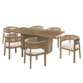 thumbnail image 3 of Christopher Knight Home 84" Dining Table Set for 6, Rectangle Wood Table with Upholstered Cane Back Chairs, 3 of 13