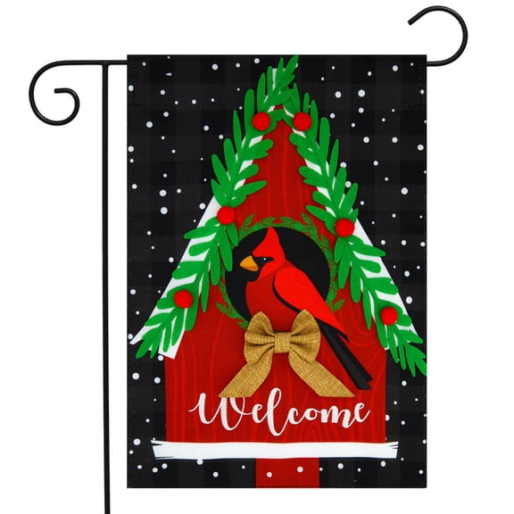 Briarwood Lane Winter Birdhouse Burlap Garden Flag