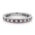thumbnail image 3 of Gem Stone King 926 Sterling Silver Red Created Ruby and White Created Sapphire Wedding Band Ring for Women | 0.48 Cttw | Wedding Engagement Anniversary Promise Ring for Women | Size 6, 3 of 4