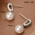 thumbnail image 4 of GKNET Women 925 Silver 8mm Pearl Dangle Drop V Shape Crystal CZ Stud Earrings Jewelry, 4 of 4