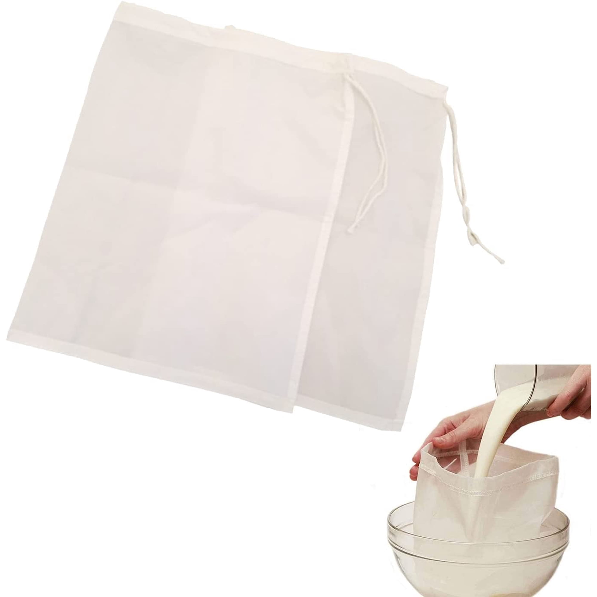 Lot de 2 sacs à lait de noix, 30,5 x 30,5 cm, passoire alimentaire réutilisable en nylon, filtre multi-usage de qualité alimentaire pour lait d'amande, jus, fromage, thé, café infusé à froid Lot de 2 sacs à lait de noix, 30,5 x 30,5 cm, passoire alimentaire réutilisable en nylon, filtre multi-usage de qualité alimentaire pour lait d'amande, jus, fromage, thé, café infusé à froid