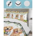 thumbnail image 4 of Quilts Twin Size Bedding Set, Cute Puppy Sunflowers Lightweight Quilted Comforter, Farmhouse Eucalyptus Leaves Soft Reversible Bedspread Coverlet with Pillow Covers for All Season, 68" x 86", 4 of 7