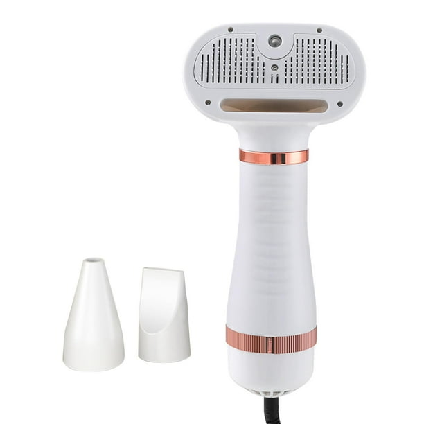 Peine para mascotas, tres ajustes de temperatura, enchufe, cepillo humeante para perros con cabezal de peine desmontable, suministros para mascotas, blanco