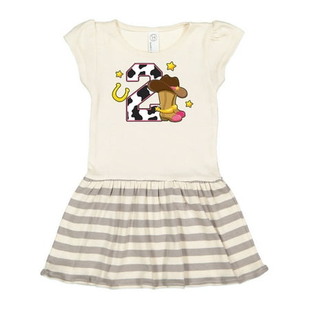 

Inktastic Cowgirl Birthday Two years old with Cowgirl Boots Gift Toddler Girl Dress