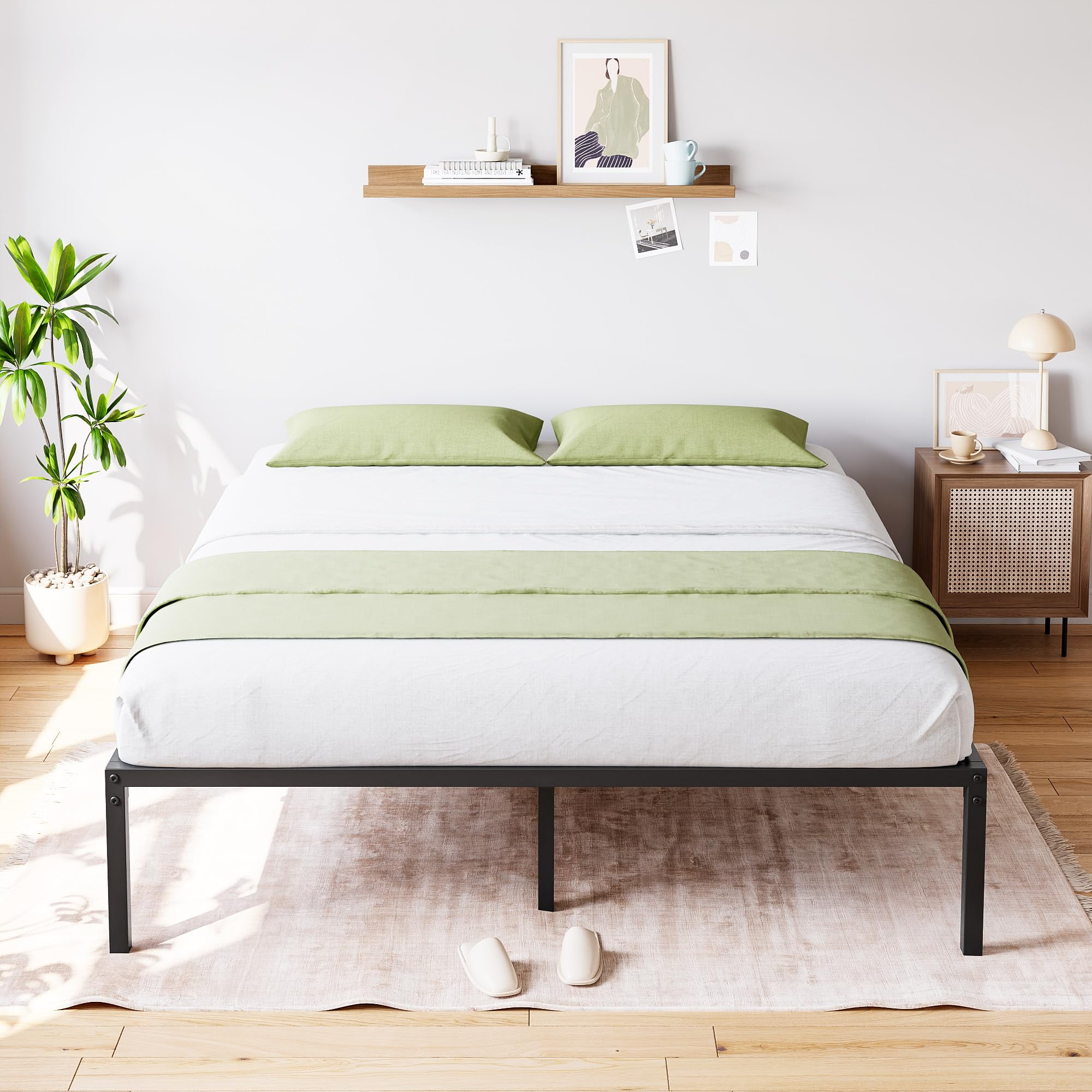Garvee 6 Inch FULL Size Metal Platform Bed Frame, Heavy Duty Bed Frame With Storage, 1000 Lbs Capacity, Noise Free Mattress Foundation With Steel Slats Supports , No Box Spring Needed
