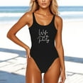 thumbnail image 2 of Womens Letter Print Backless One Piece Monokini - Sleeveless Sexy Swimsuit with Open Back Design, 2 of 4