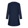 thumbnail image 6 of ClodeEU Women's 3/4 Length Sleeve Blouses，Round Neck Pleated，Sparkle Effect Double Layer Tunic Tops Navy,Womens Plus XXL, 6 of 8