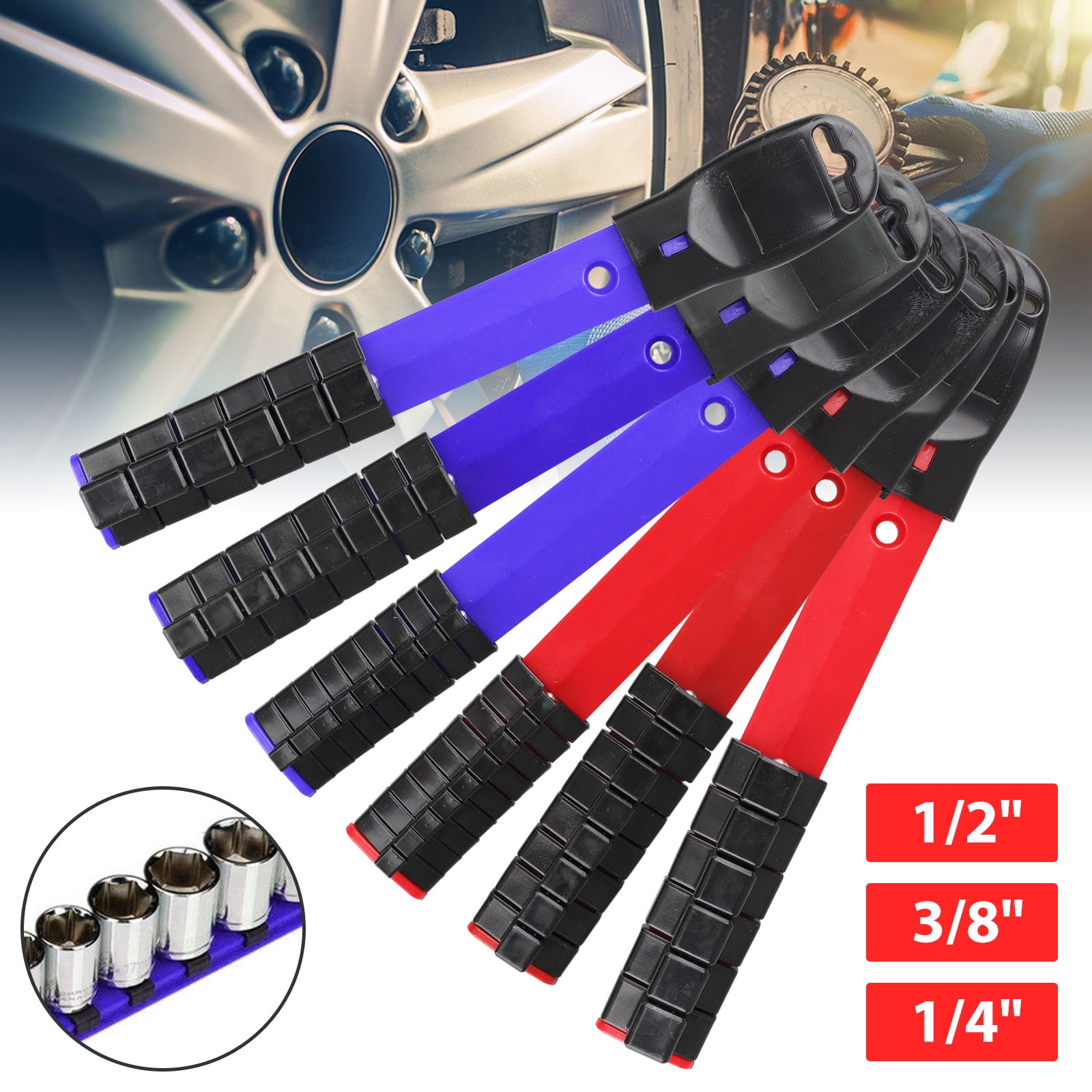 TSV Wall Mounted Socket Organizer Drive Socket Holder, 1/4Inch, 3/8