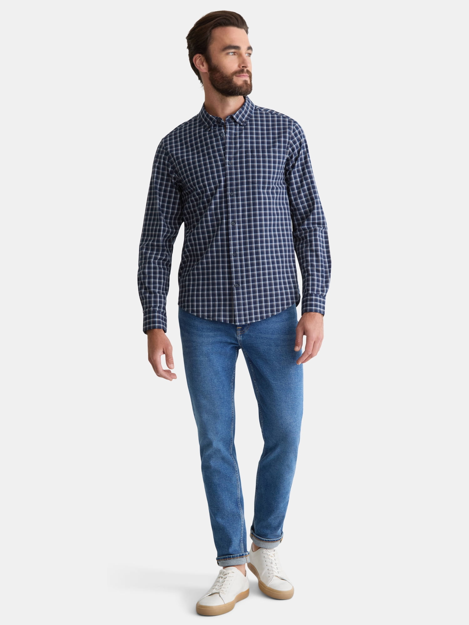 George Men's Poplin Shirt with Long Sleeves, Sizes S-3XL, LT-4XLT, 2XB-6XB
