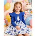 thumbnail image 3 of Aideaone Toddler Girls Dress Sleeveless Floral with Ruffle Cardigan 2 Piece Outfit Set 2-6T, 3 of 7