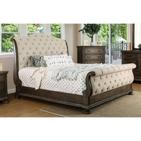 Furniture of America Arlette California King Sleigh Bed, Rustic Natural Tone