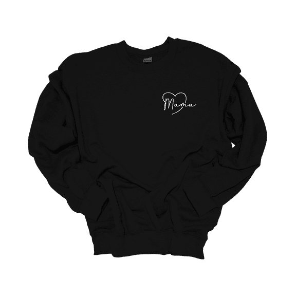 Trenz Shirt Company Womens Cute Mama Heart Left Chest Embroidered Crewneck Sweatshirt-Black-4X-Large