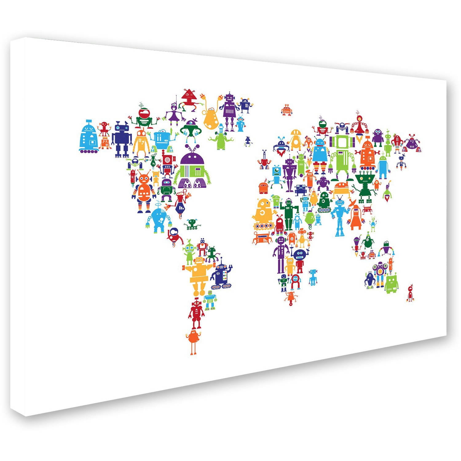 Trademark Fine Art "Robot Map of the World" Canvas Art by Michael Tompsett